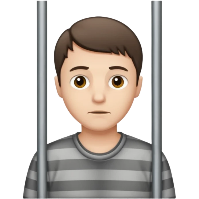Pale Brunette man with short hair in jail  emoji