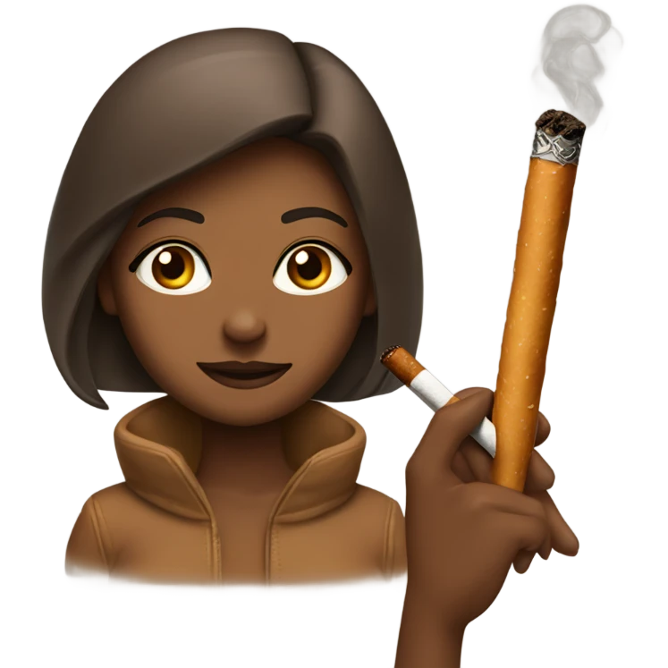 Brown Haares gril with cigarrette  emoji