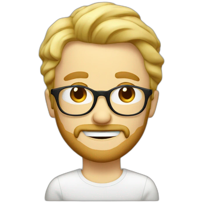 Blond man blue eye glasses small beard eating hazelnut emoji