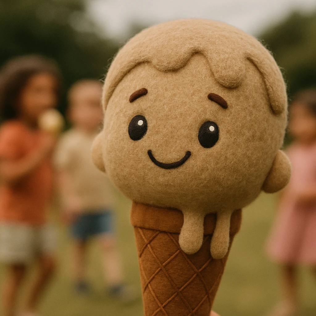 happy children with melting ice cream cones emoji