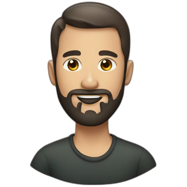 Beard man with short hair and dark yeas emoji