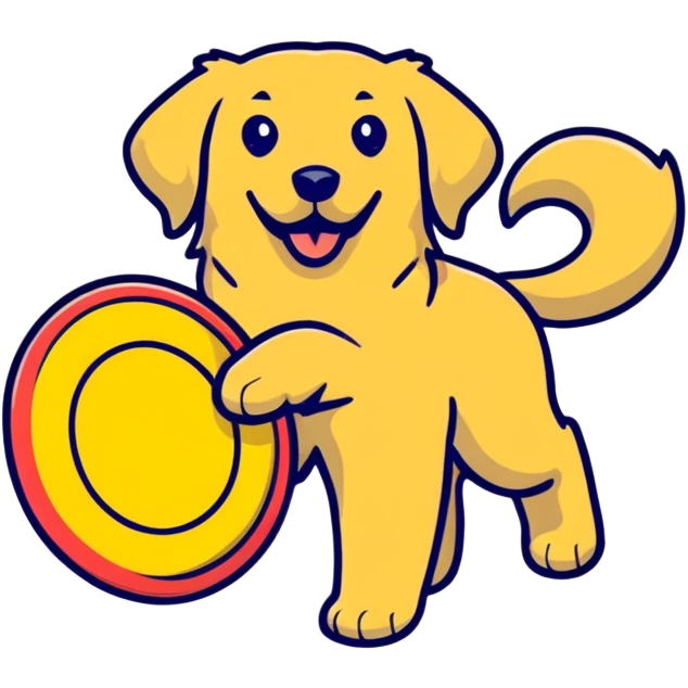 Golden retriever with frisbee emoji