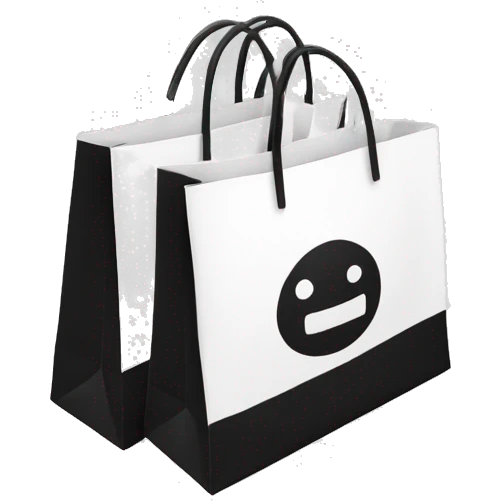 Black and white shopping bags emoji