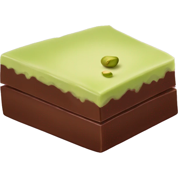 Piece of chocolate with creamy pistachio filling in the centre emoji