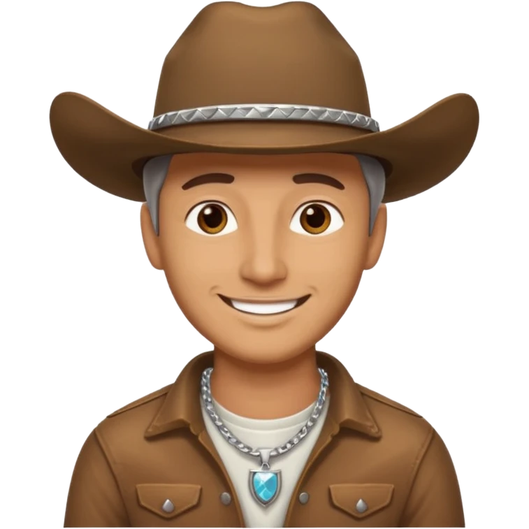 smiling man with necklace and cow boy hat  emoji