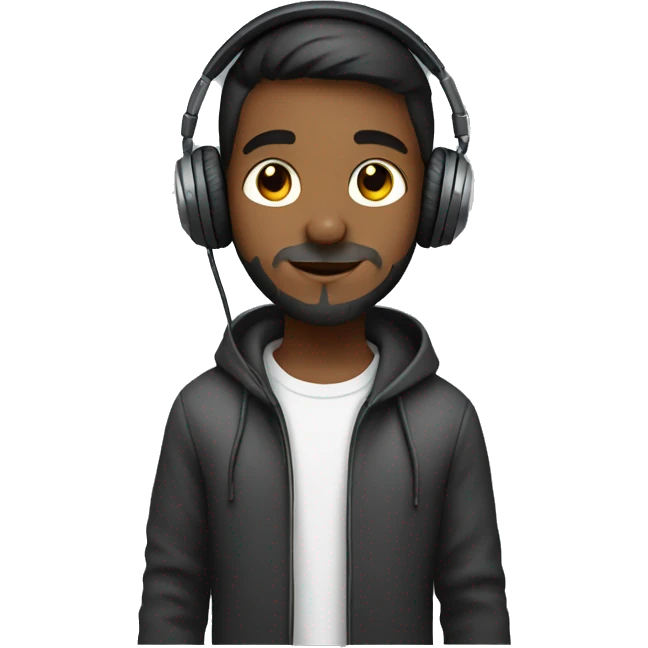 young programmer boy with gaming headphones with  a little beard emoji