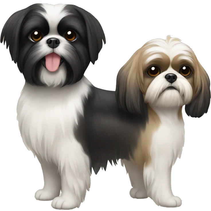 Black shih tzu with beige shih tzu emoji