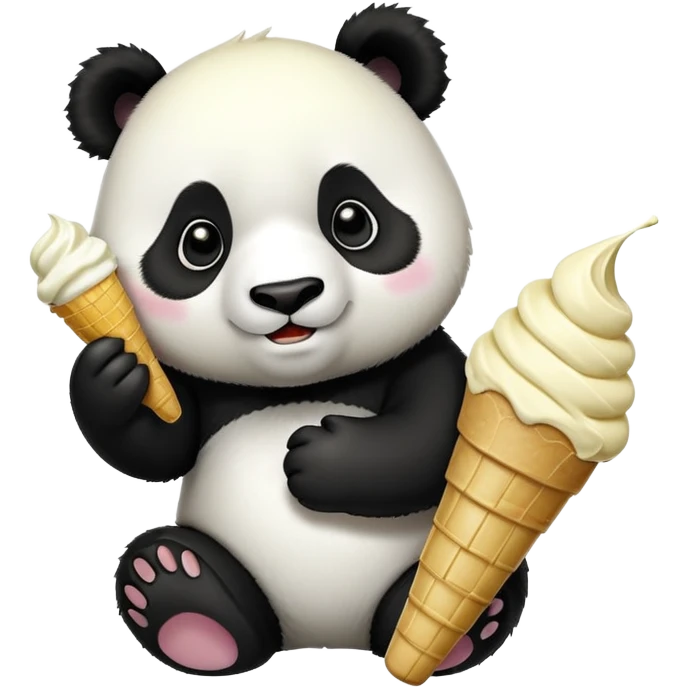 Panda eating ice cream emoji