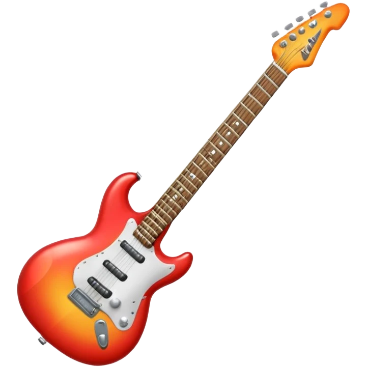 A 3D Apple-style emoji showing the word "ROCK" in bold metallic letters, with a small electric guitar leaning on the text, vibrant glowing effect, playful and energetic cartoon style, symbolizing rock music. emoji