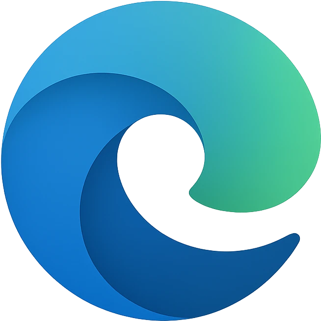 microsoft edge browser icon, flat design, blue and green colors, no text, simple shapes emoji