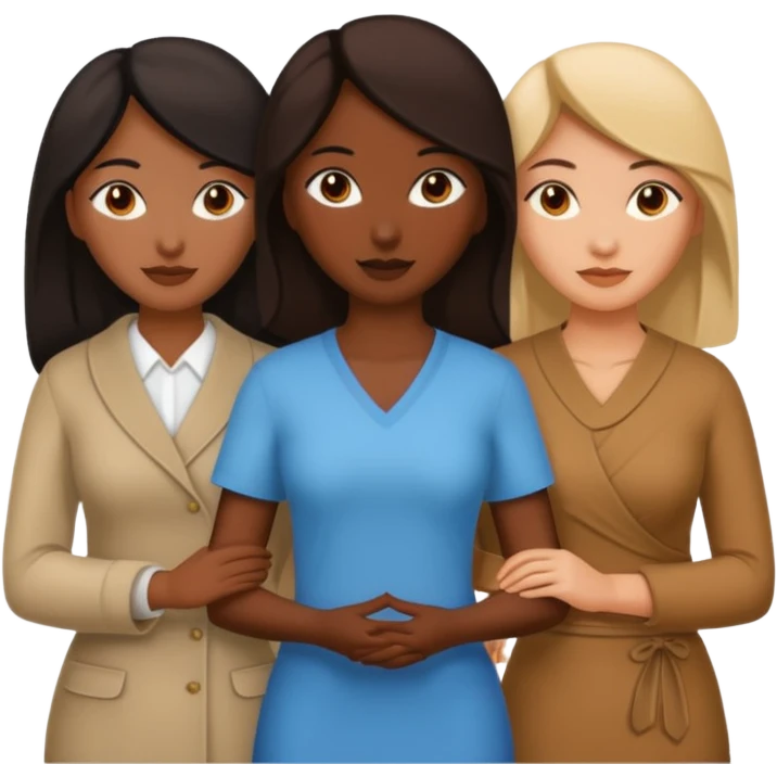 a group of 3 women, one is black, one is asian, one is indian emoji