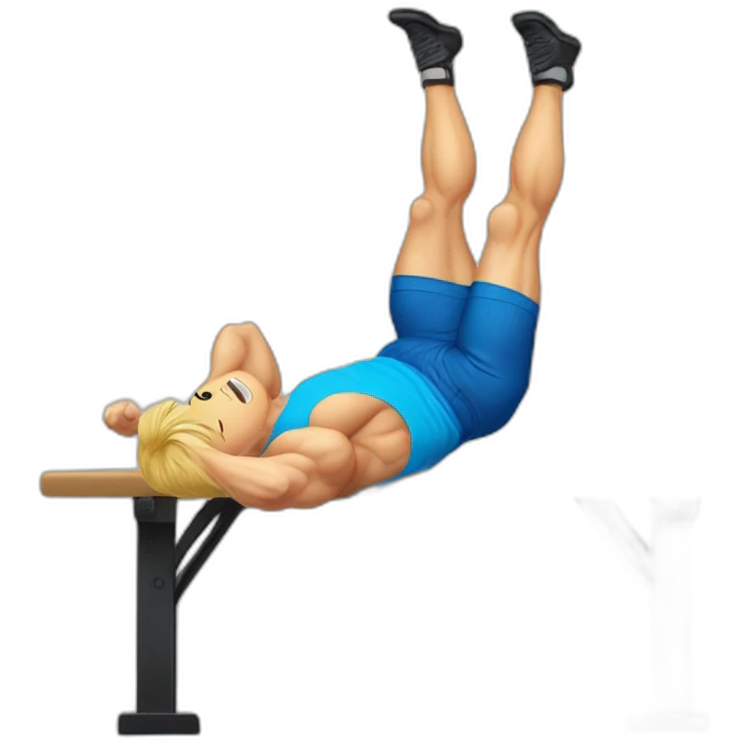 blond muscular man with a blue shirt doing a one arm handstand on a bar emoji