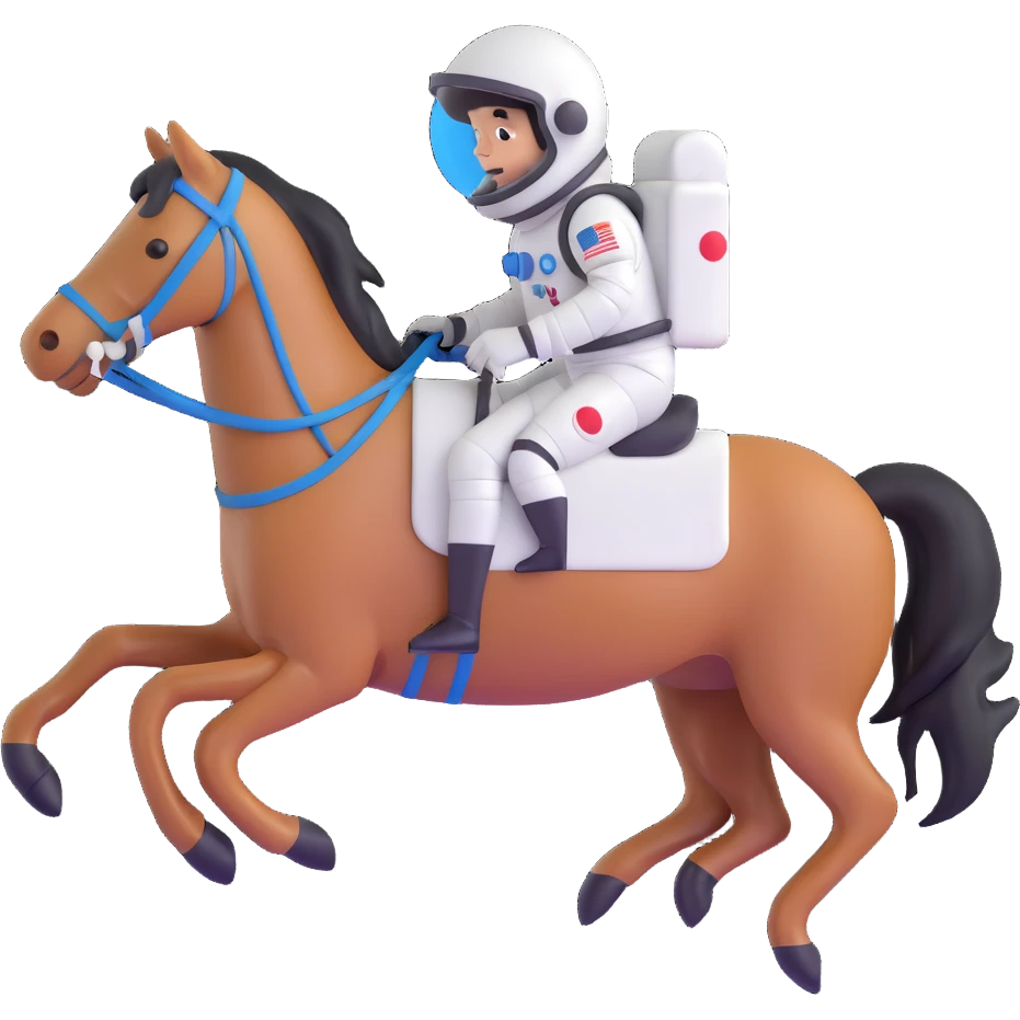 astronaut on horseback with stars in background emoji