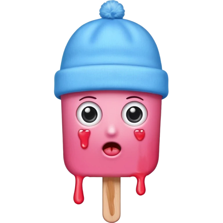 pink popsicle with eyes and beanie emoji