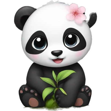Panda with a sakura plant emoji