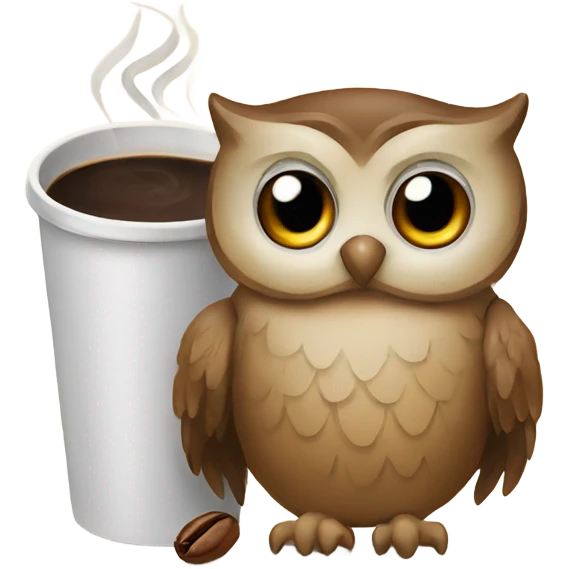 Owl and coffee emoji