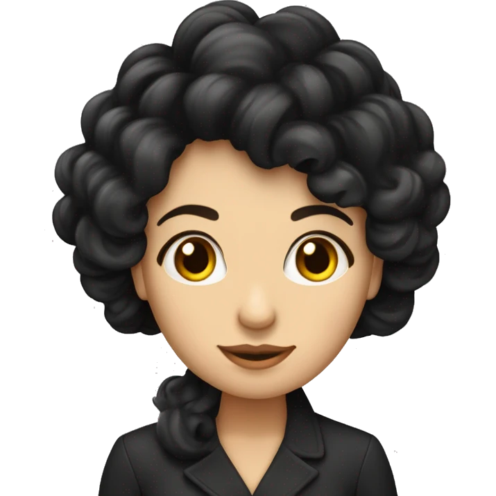 Staande vrouw met lang zwart haar krullen en golvend medium huidskleur emoji