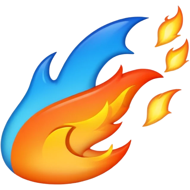 fire streak emoji, playful and modern with blue to orange gradient, vibrant

 emoji