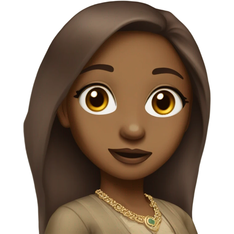 Somali girl with light brown skin, dark red long hair in expensive old money outfit with big brown eyes and small flared nose  emoji