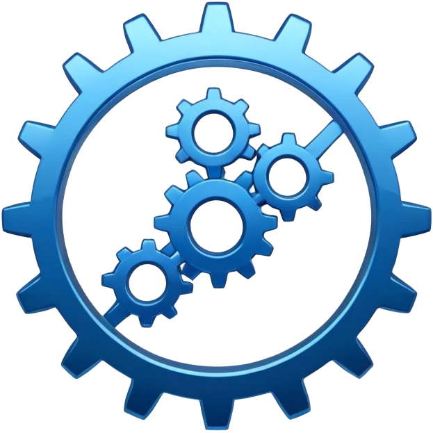 gear icon with interconnected nodes forming a workflow pattern emoji