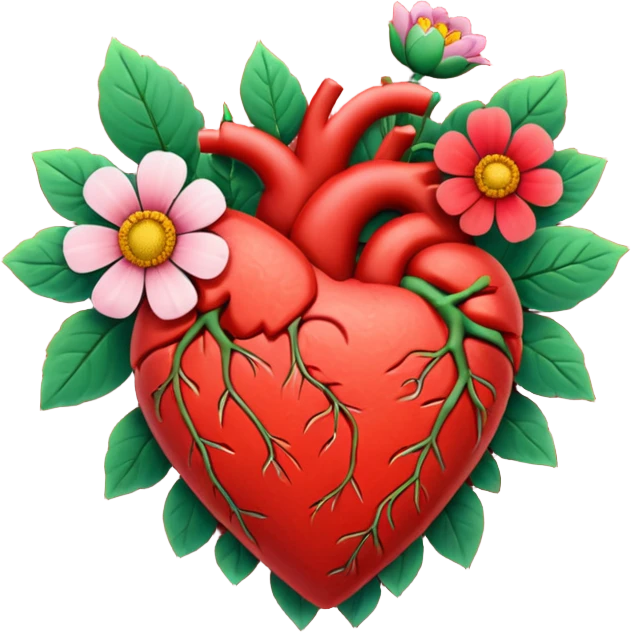 Heart with flowers growing on it a breathing heart emoji