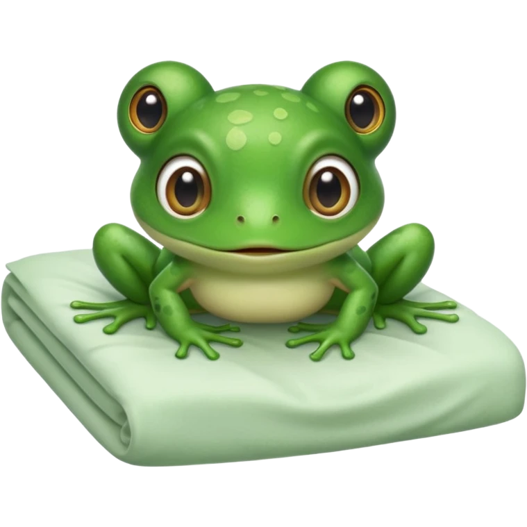 cute baby frog on bed emoji