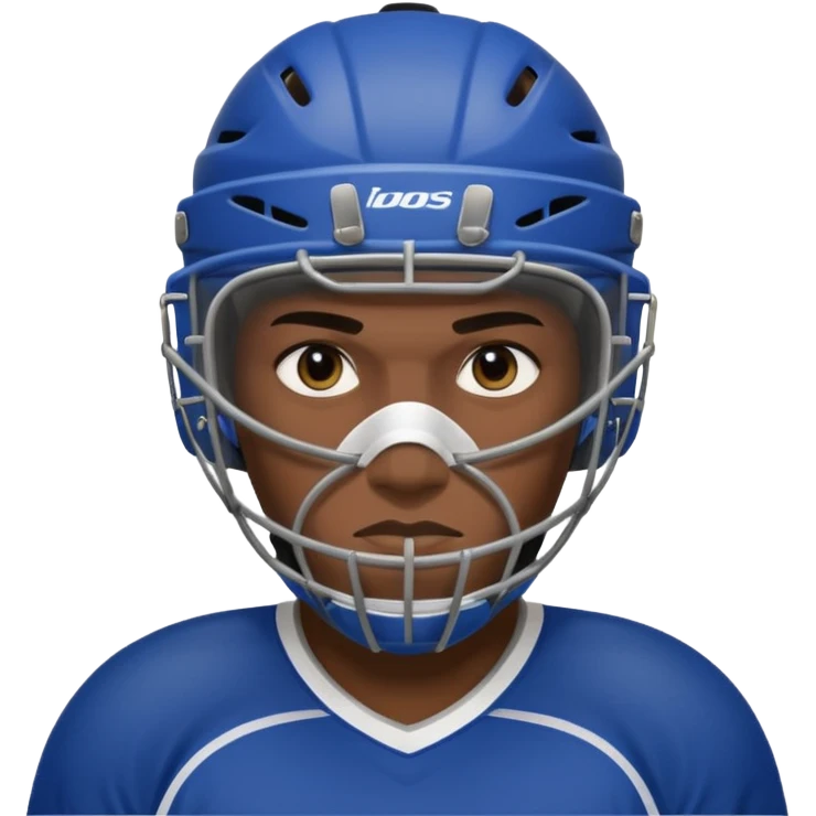 American black Hockey player without a Helmet  and have  a goalkeeper mask which have small holes emoji