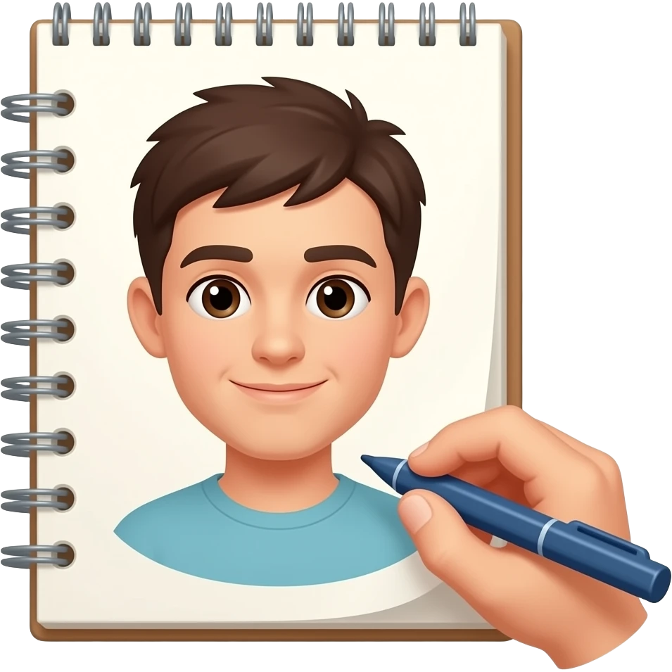 Una persona dibujando en un cuaderno emoji