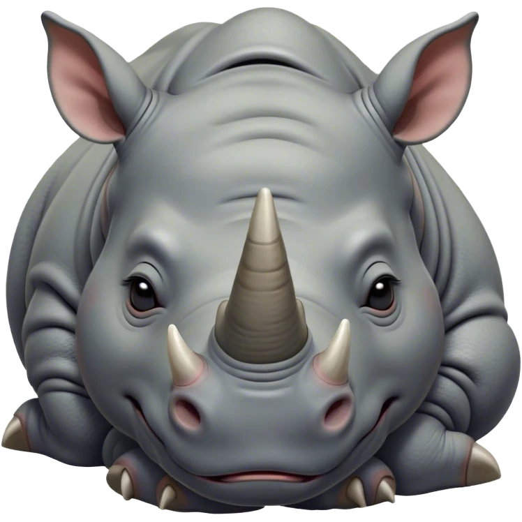 Meme-Worthy Cute Sleeping Rhinoceros Portrait Emoji, Head resting peacefully with a contented smile, showcasing a massive, robust build and a luxuriously soft slate-gray hide, eyes shut in a serene, restful nap, Simplified yet hilariously adorable features, highly detailed, glowing with a soft, drowsy light, high shine, relaxed and utterly lovable, stylized with an air of playful laziness, bright and heartwarming, soft glowing outline, capturing the essence of a comically sleepy rhinoceros, so meme-worthy it feels like it could instantly become the next viral sensation of adorable slumber! emoji