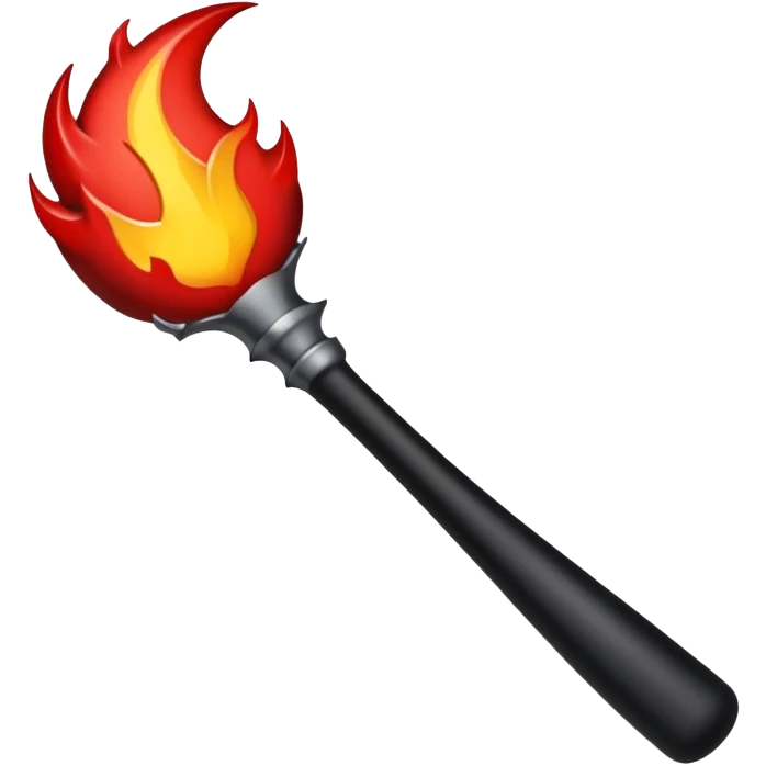 A red and black handle with flame and bat emoji