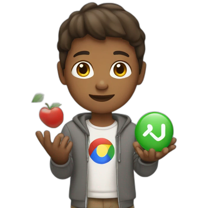 BOY WITH GOOGLE LOGO INTO THE HANDS emoji