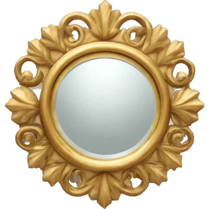 ornate round golden mirror with twinkles emoji