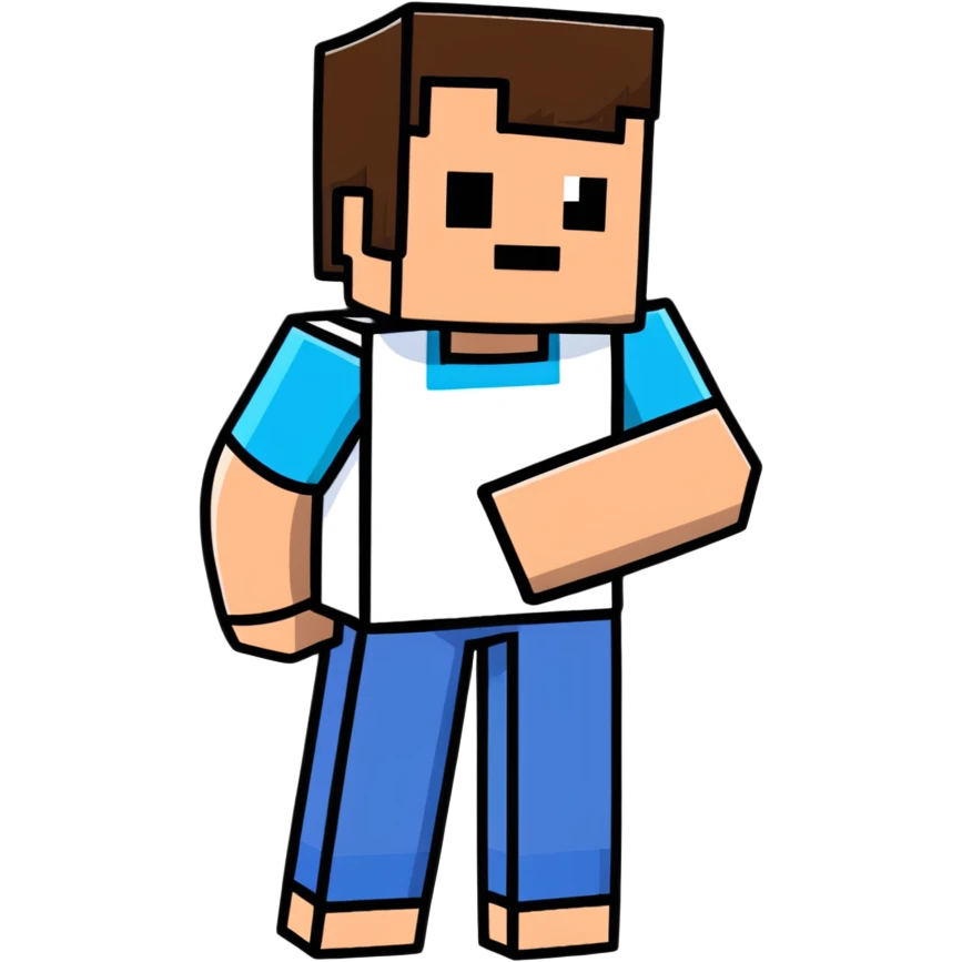 Minecraft Steve character in cartoon sticker style emoji