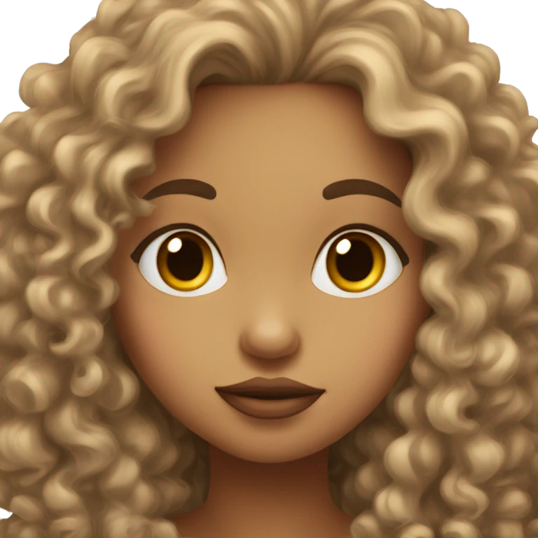 light skin girl with curly brown hair doing a kissy face  emoji
