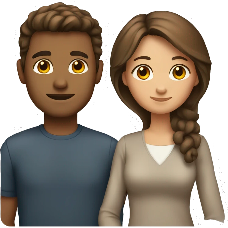 Couple with brown hair emoji