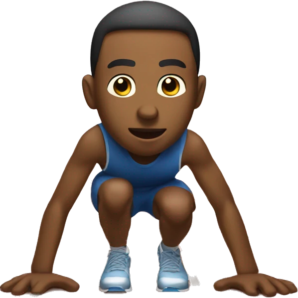 man at the start of a race, crouched down at the starting line, about to run line emoji