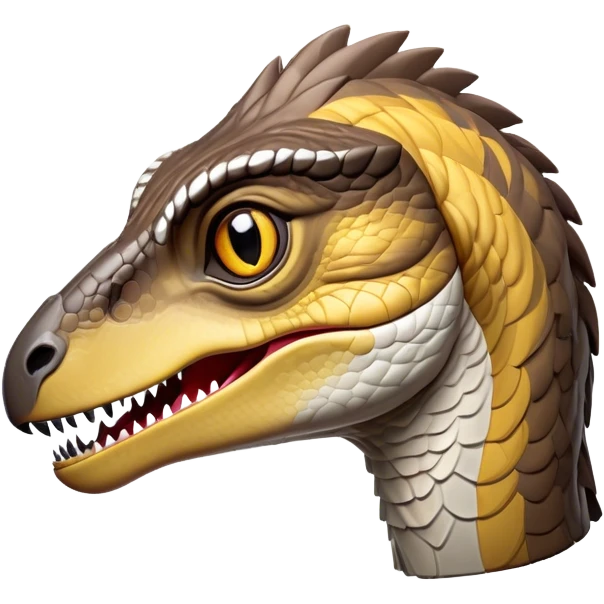 Cinematic Noble Velociraptor Portrait Emoji, Poised and agile, with a slender, streamlined build, sharp, cunning eyes, and a sleek snout hinting at predatory precision, Simplified yet sharply defined features, highly detailed, glowing with a cool, dynamic radiance, high shine, intelligent and swift, stylized with an air of agile prehistoric grace, focused and alert, soft glowing outline, capturing the essence of a watchful and confident Velociraptor that appears ready to dash out of the screen with effortless speed! emoji