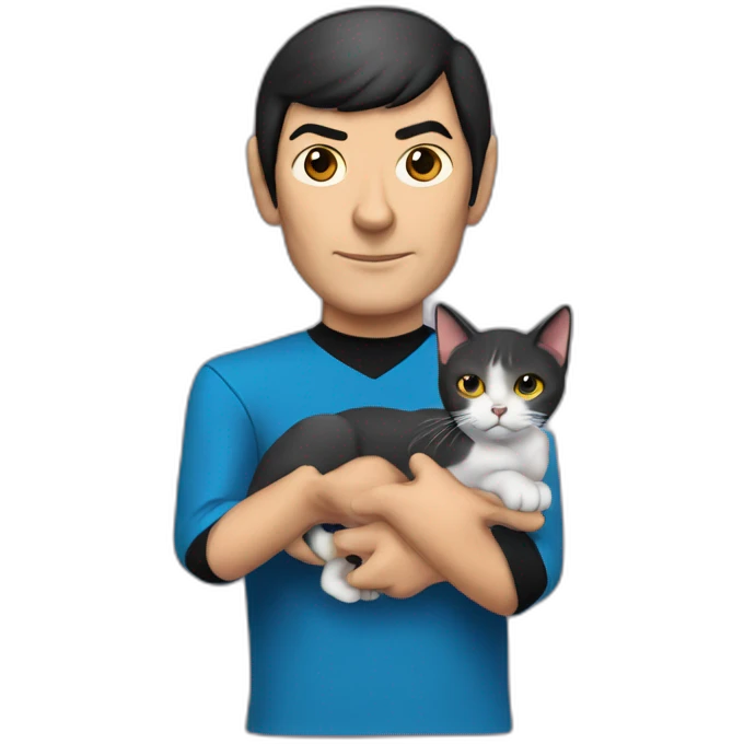 Spock holding a cat emoji