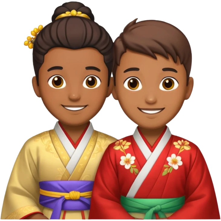 gay happy brown skin couple in hanfu emoji