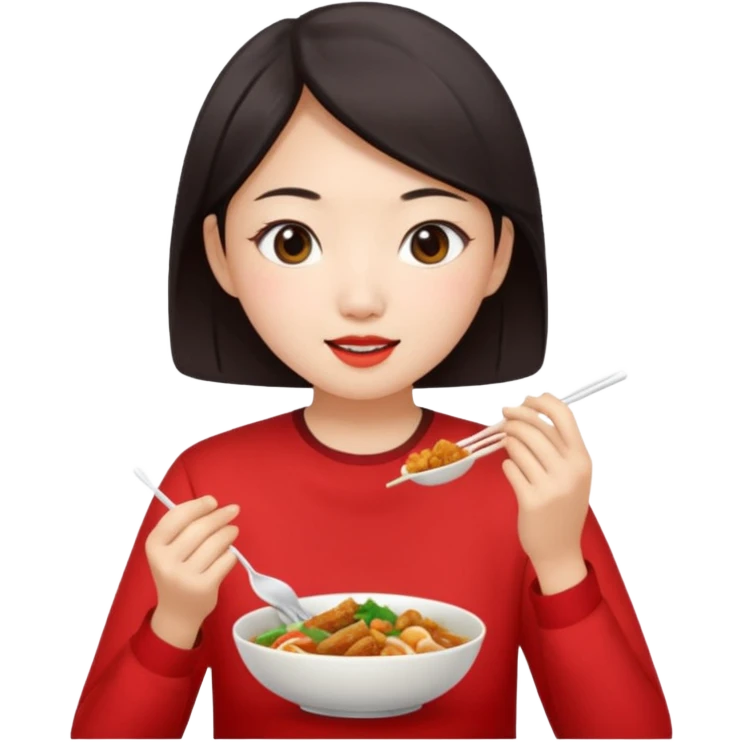 give me a authentic beijing women eating beijing food emoji