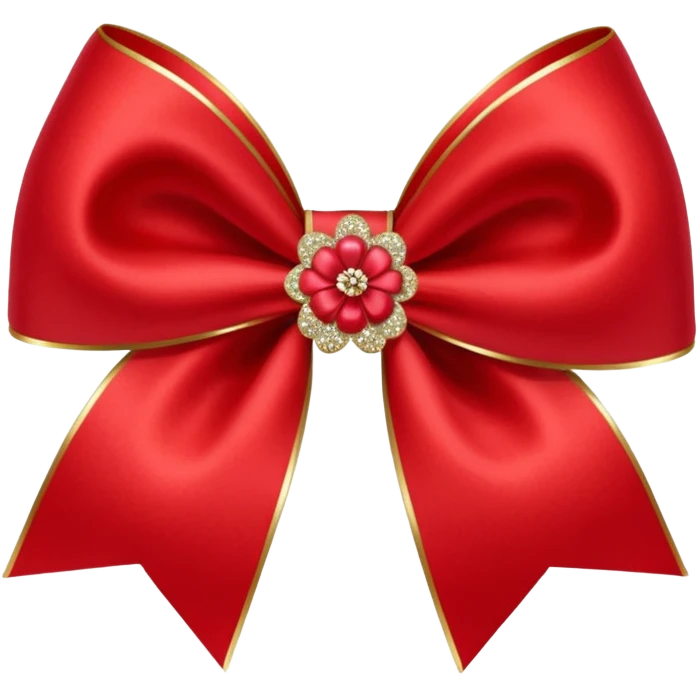 red flower bow with glitter emoji