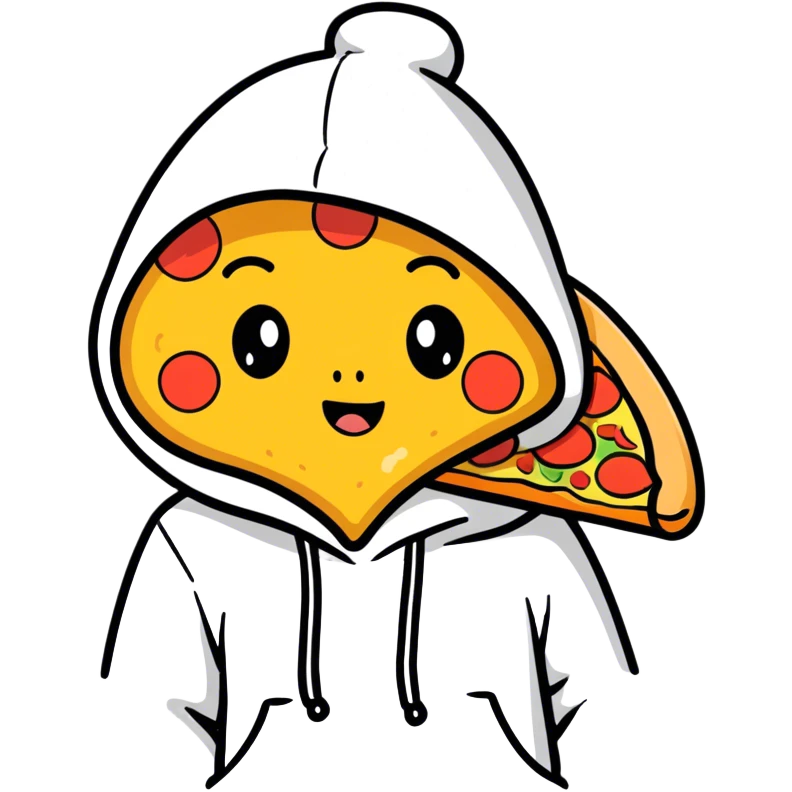 Pizza in a hoodie and the hood is up and he’s embarrassed  emoji