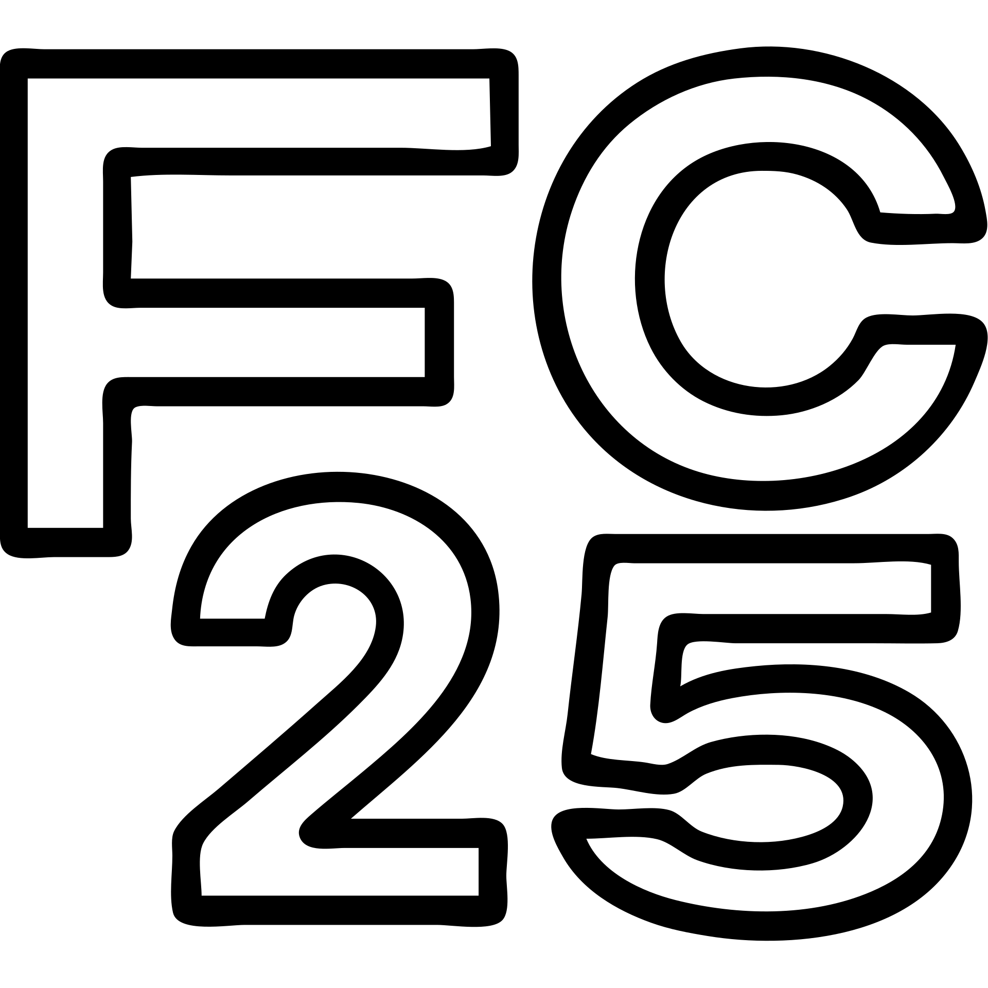 minimal icon of 'FC 25' as a monogram, outlined, no fill, geometric style emoji