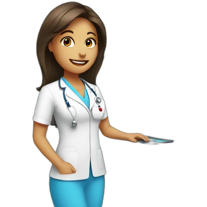 Health assistant in a modern check up station emoji
