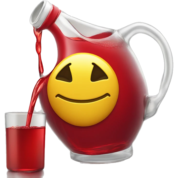 smiley face pouring a red jug of liquid that has a yellow spout onto himself emoji