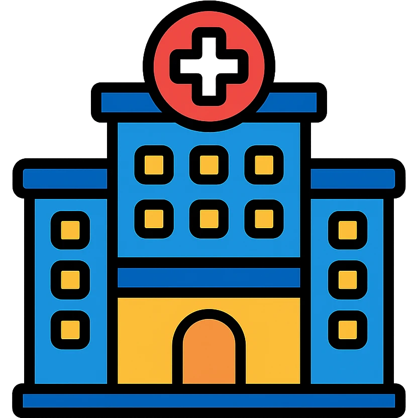 hospital building, clean and modern, flat icon style emoji