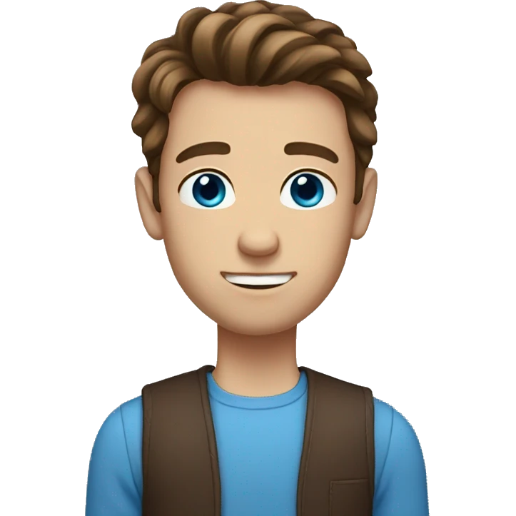 Guy with brown hair and blue eyes emoji