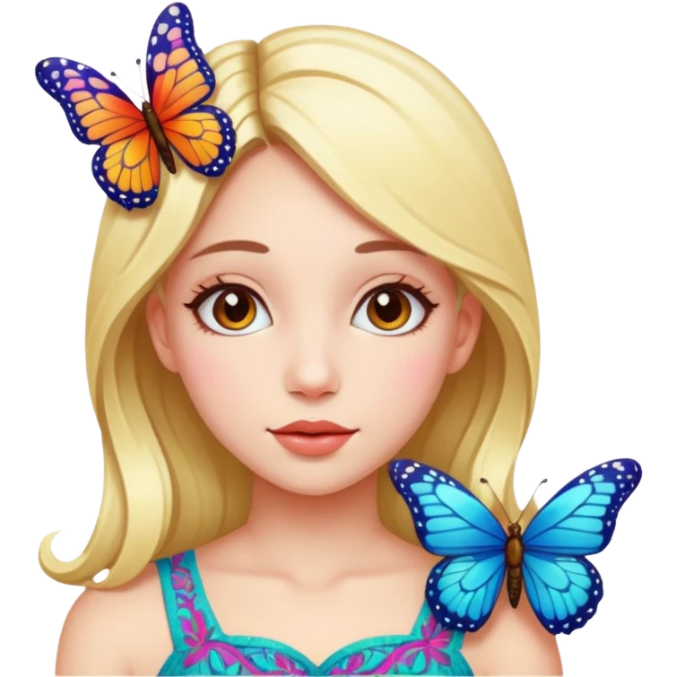 a girl with buffterfly emoji