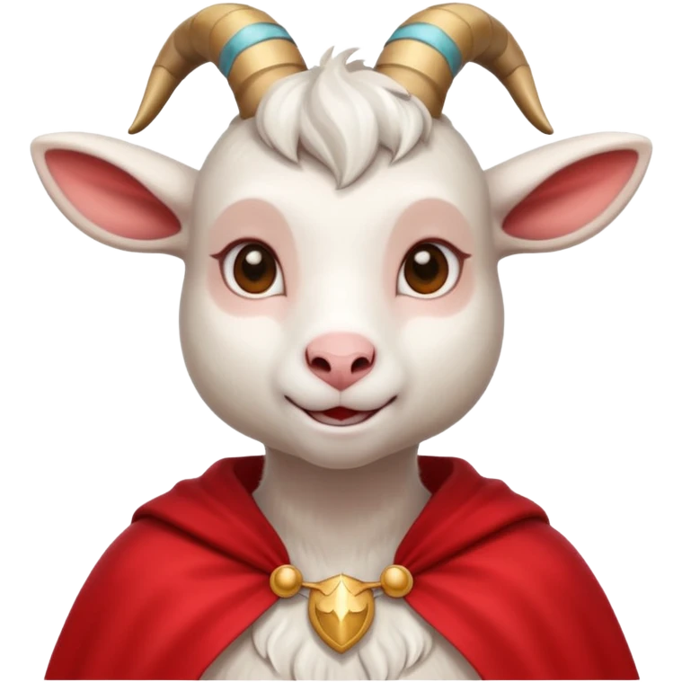 white female goat wearing a read cape emoji