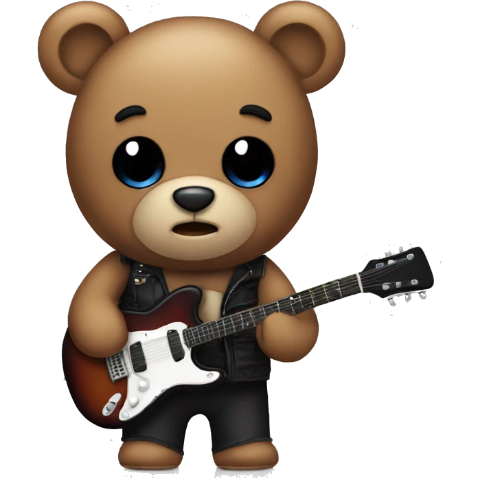 teddy bear with guitar and emo makeup emoji